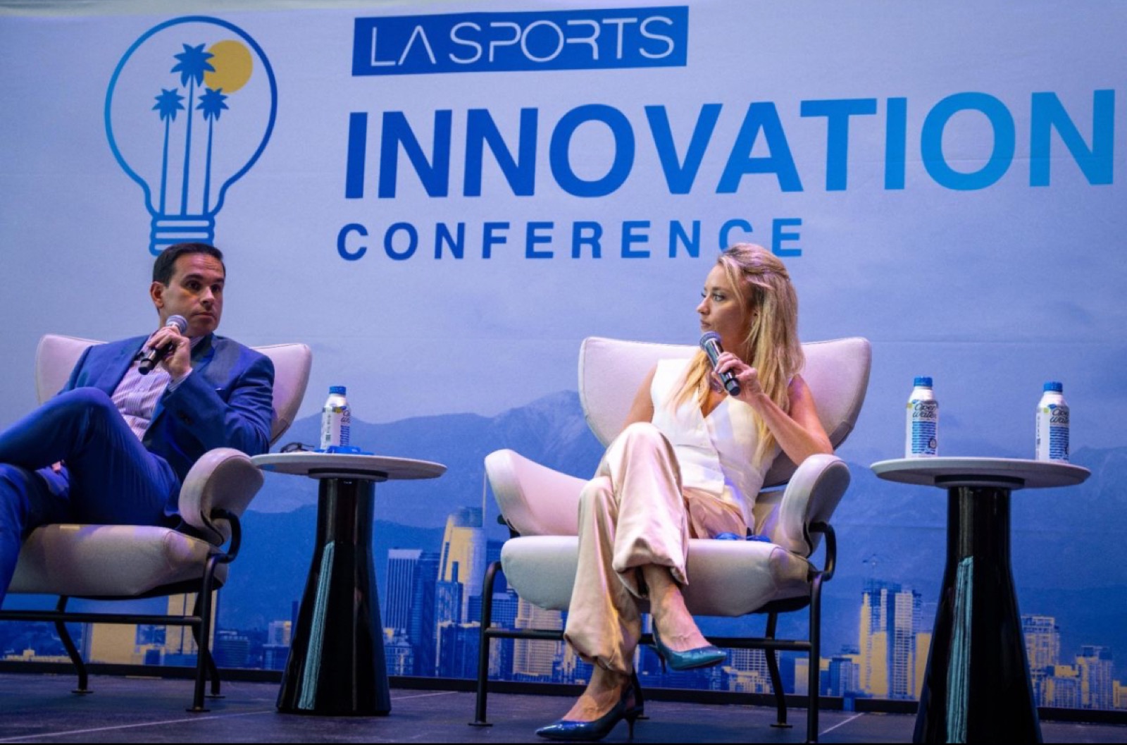 Nikki Kay moderating a panel at the LA Sports Innovation Conference